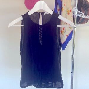 Alice + Olivia Black Sheer Sleeveless Blouse